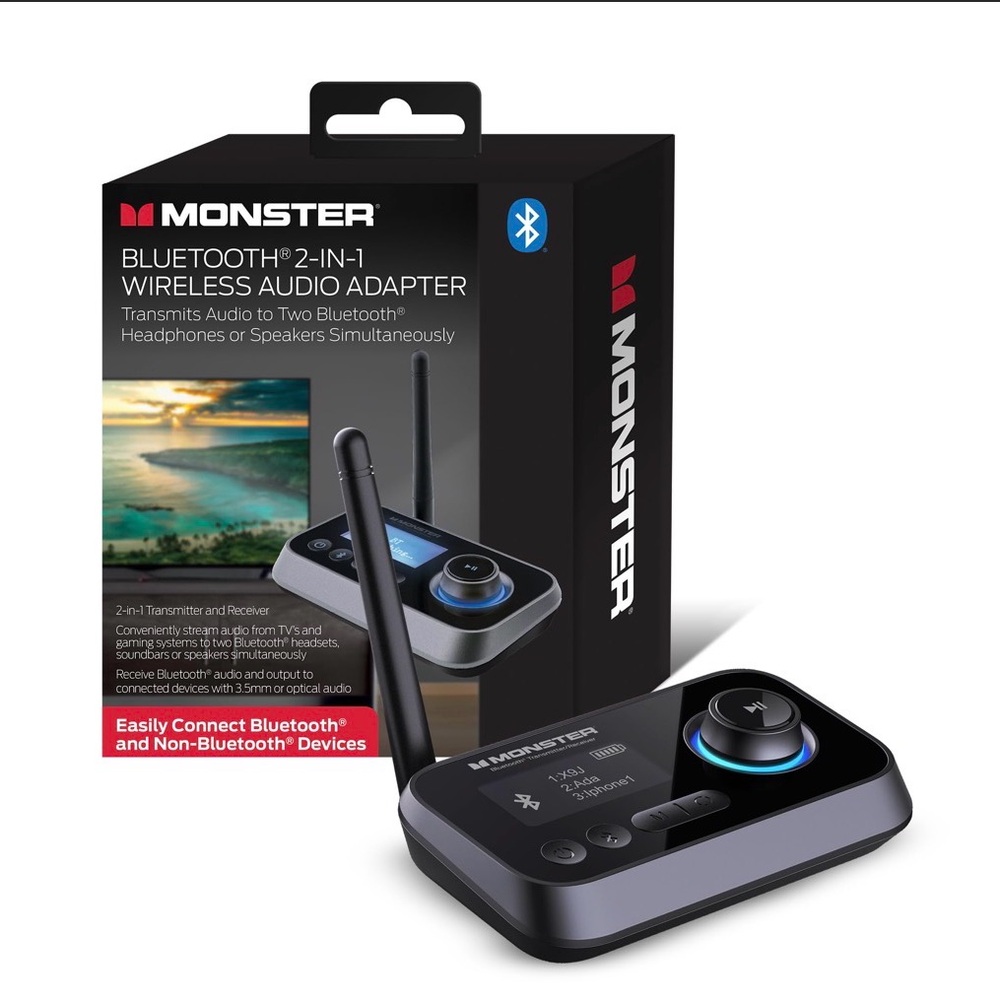 Monster Bluetooth 2-in-1 Wireless Audio Adapter - Black